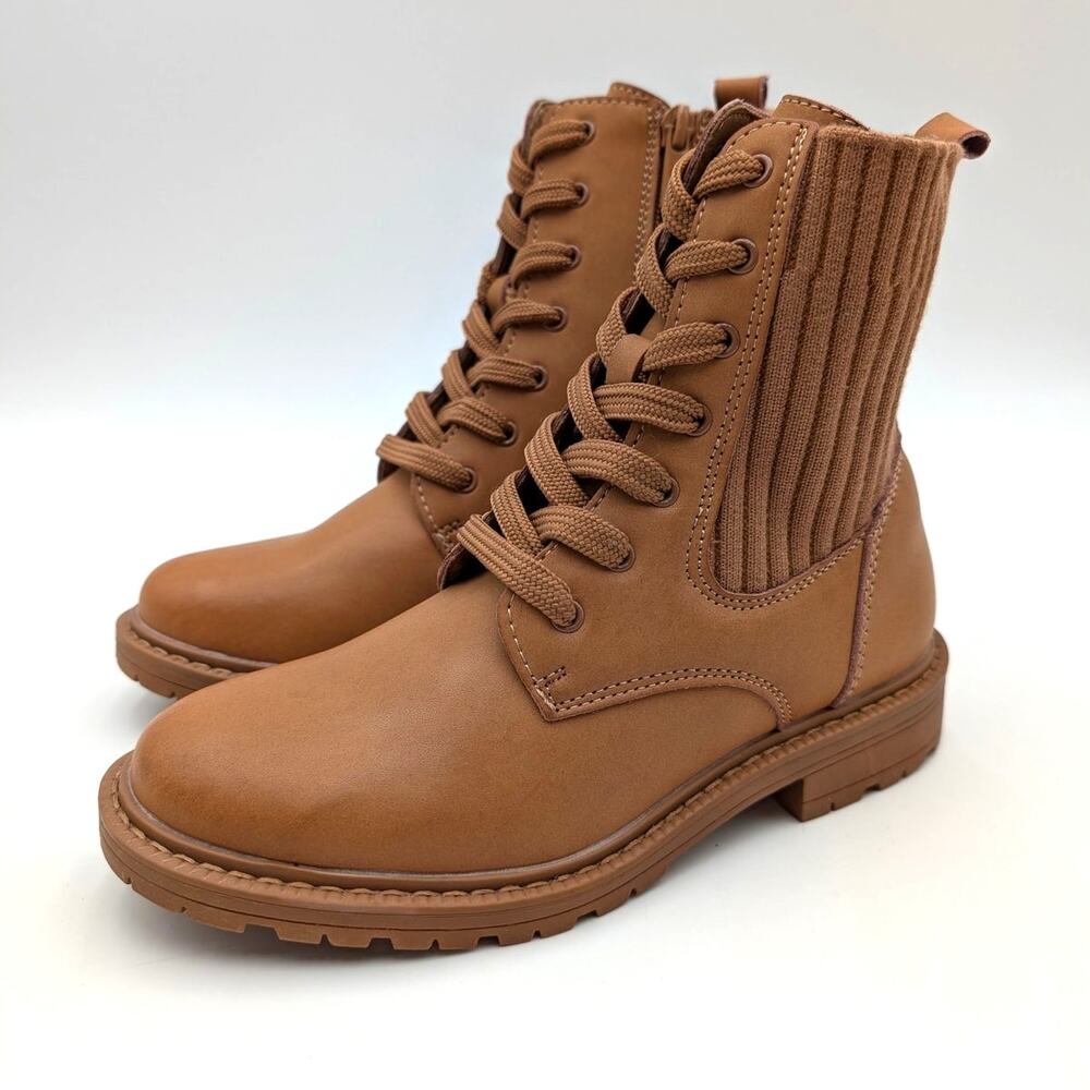 Sam Edelman Lydell Mini Lace-Up Combat Boots Kids' Rich Brown Size US2M EU33.5